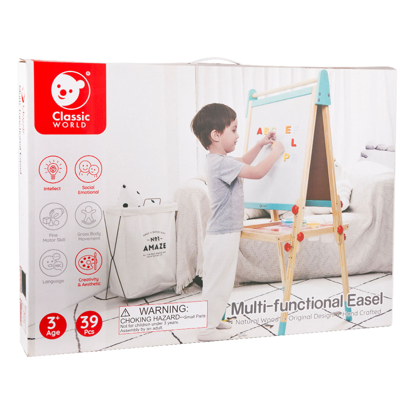 Aimant en bois mondial classique et tableau noir 2in1, 39dlg.