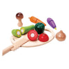Classic World World Wooden Cusinet Légumes avec couteau et planche à découper
