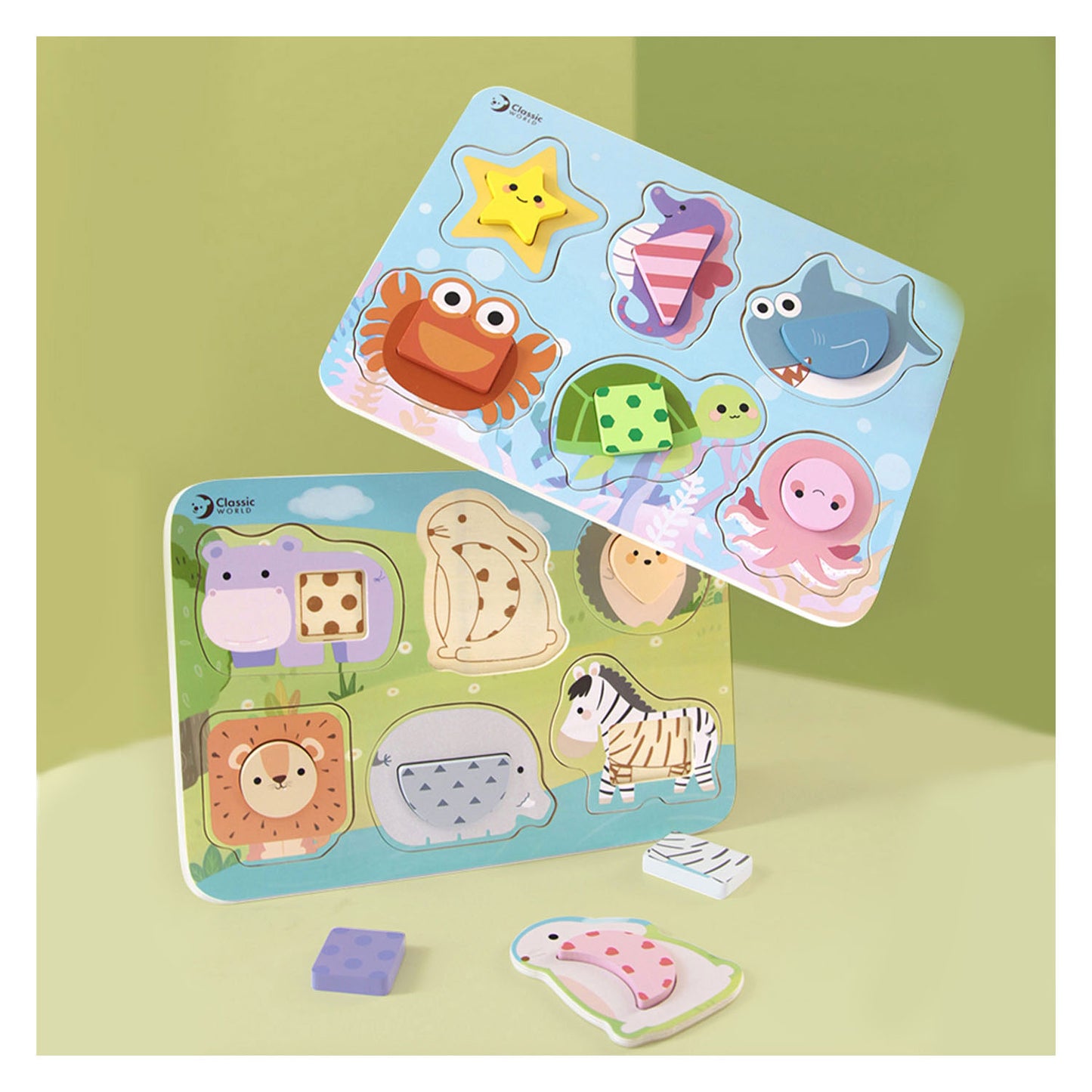 Classic World World Wooden Puzzle Ocean Dieren, 13e.