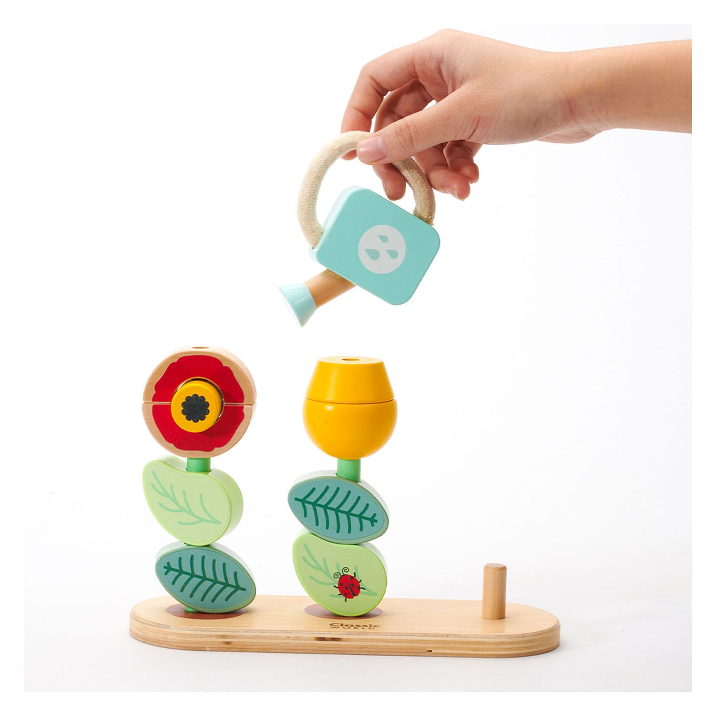 Classic World World Wooden Stack Puzzle Blomentuin, 11dlg.