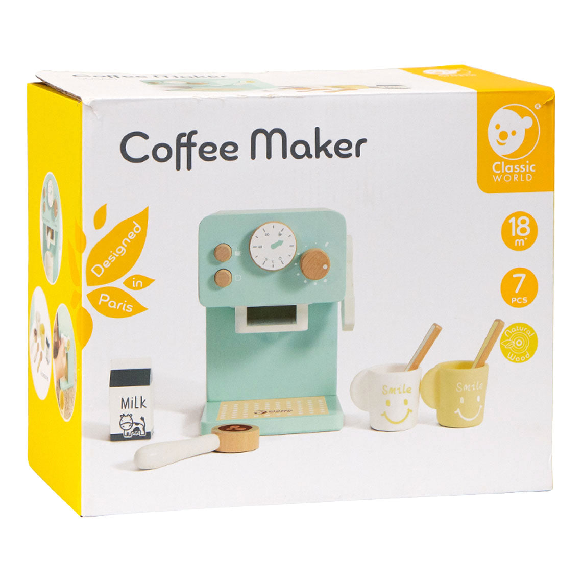 Cafetière mondiale classique du monde en bois, 7dlg.