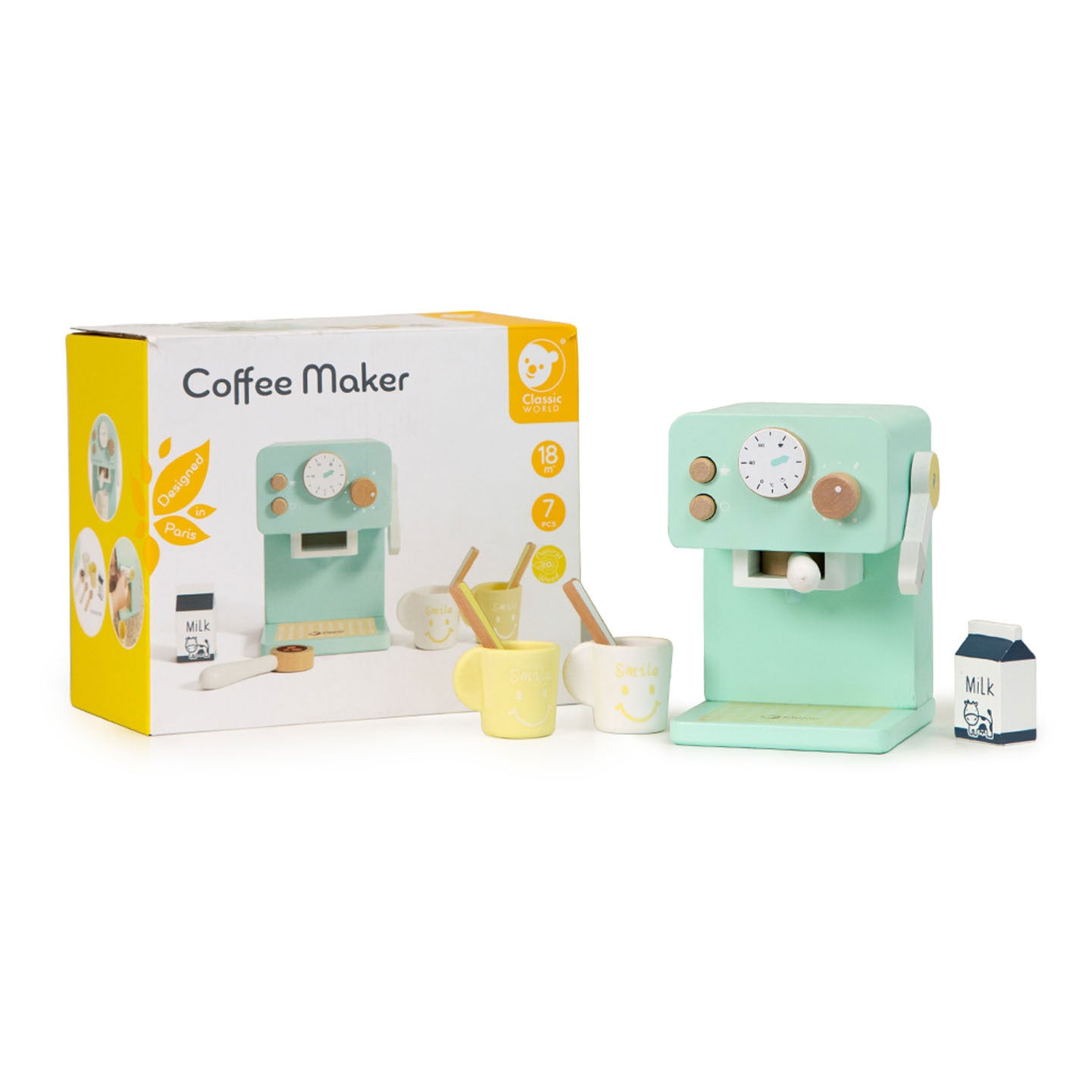 Cafetière mondiale classique du monde en bois, 7dlg.
