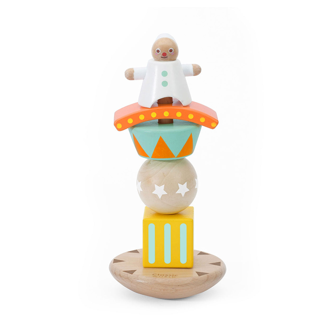 Classic World World Wooden Stack et Balanspel Clown, 6DLG.