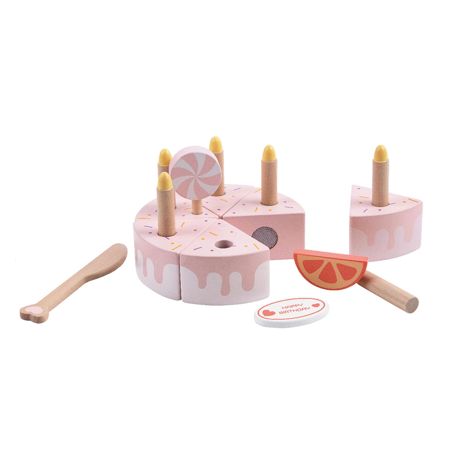 Gâteau d'anniversaire en bois mondial classique avec bougies, 16dlg.