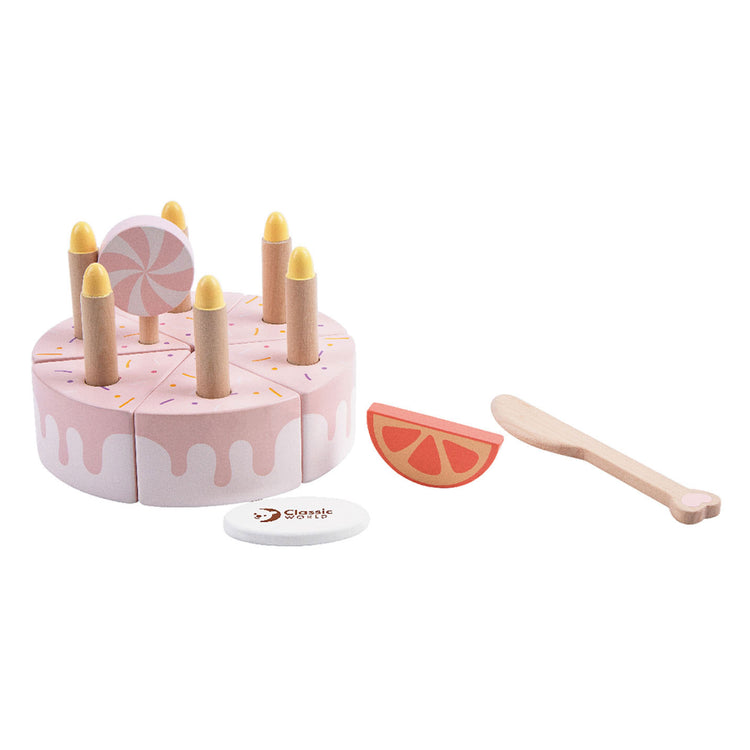 Gâteau d'anniversaire en bois mondial classique avec bougies, 16dlg.
