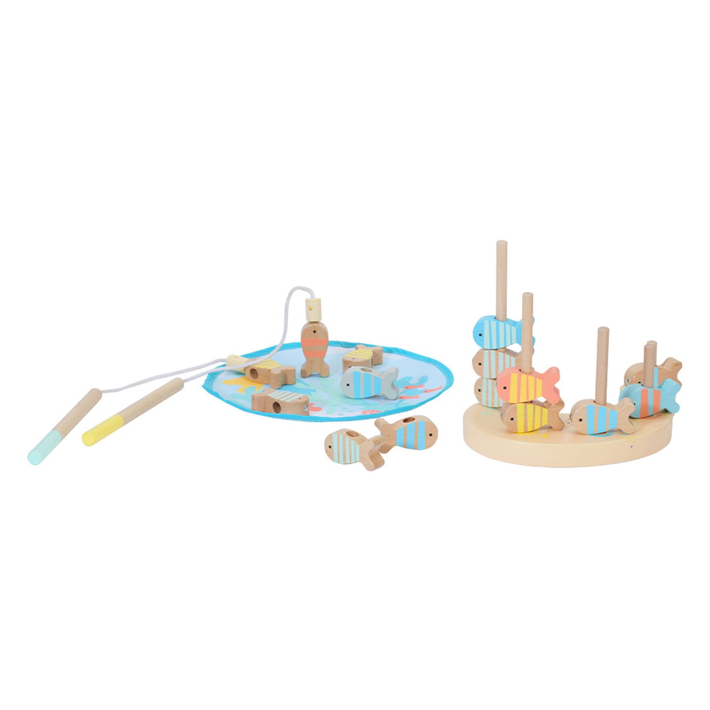 Sceau de jeu de poisson en bois mondial classique, 24dlg.
