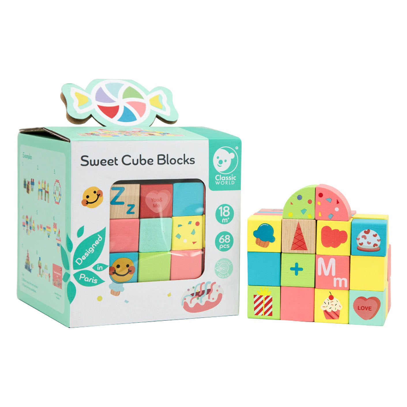 Blocs de construction classiques du monde en bois doux