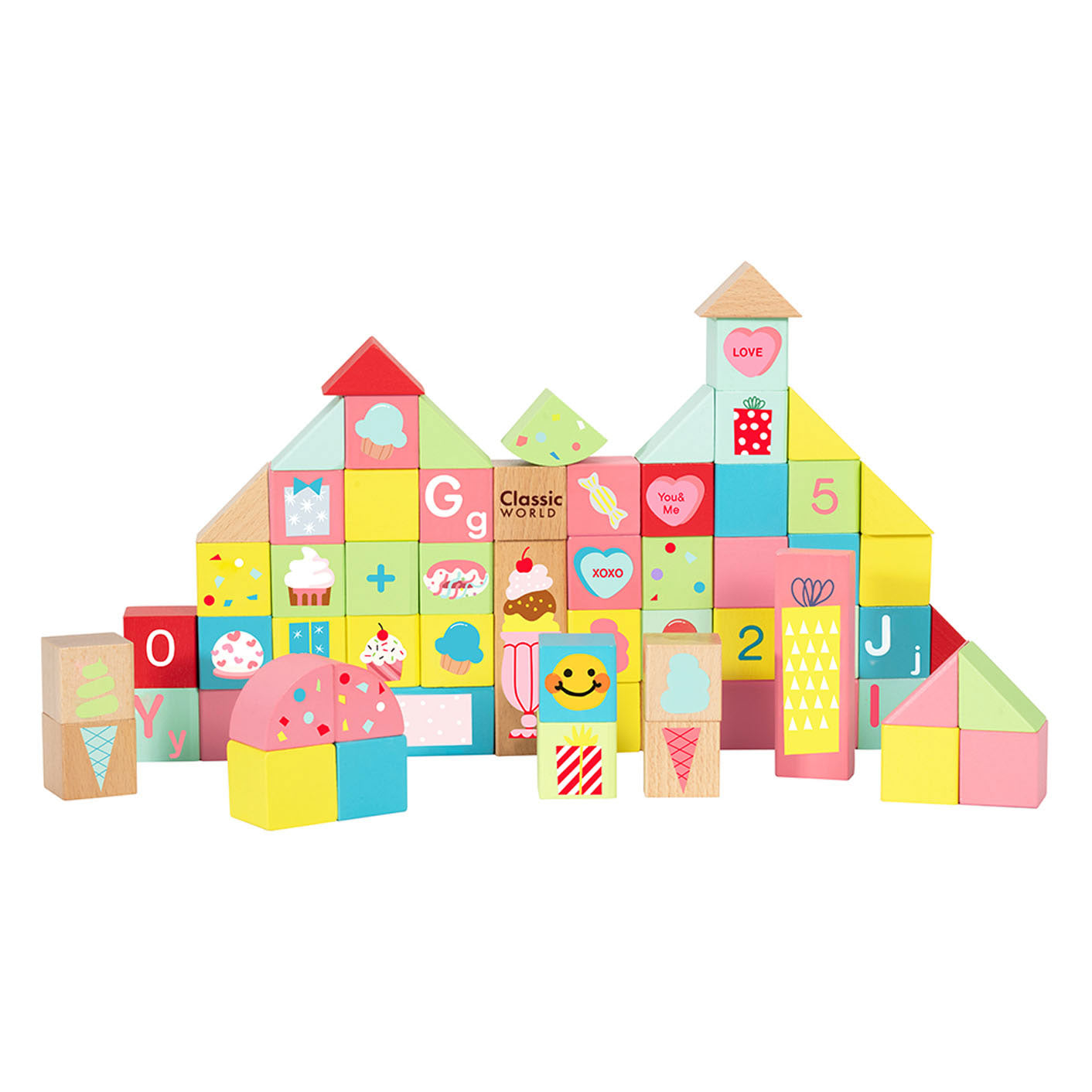 Blocs de construction classiques du monde en bois doux
