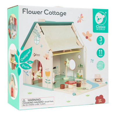 Classic World World Wooden Dollhouse avec jardin, 10dlg.