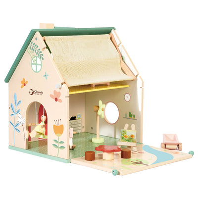 Classic World World Wooden Dollhouse avec jardin, 10dlg.