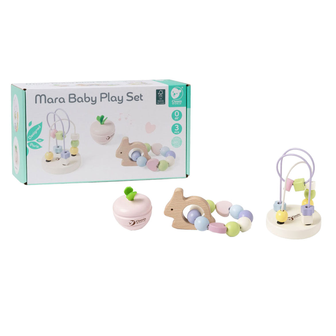 Classic World World Wooden Baby Play Set Mara, 3dlg.