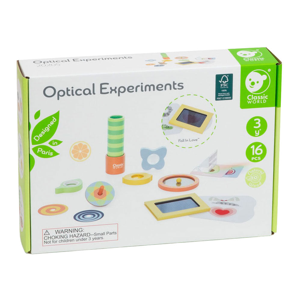Expériences d'optique mondial classiques World Set en bois, 16dlg.