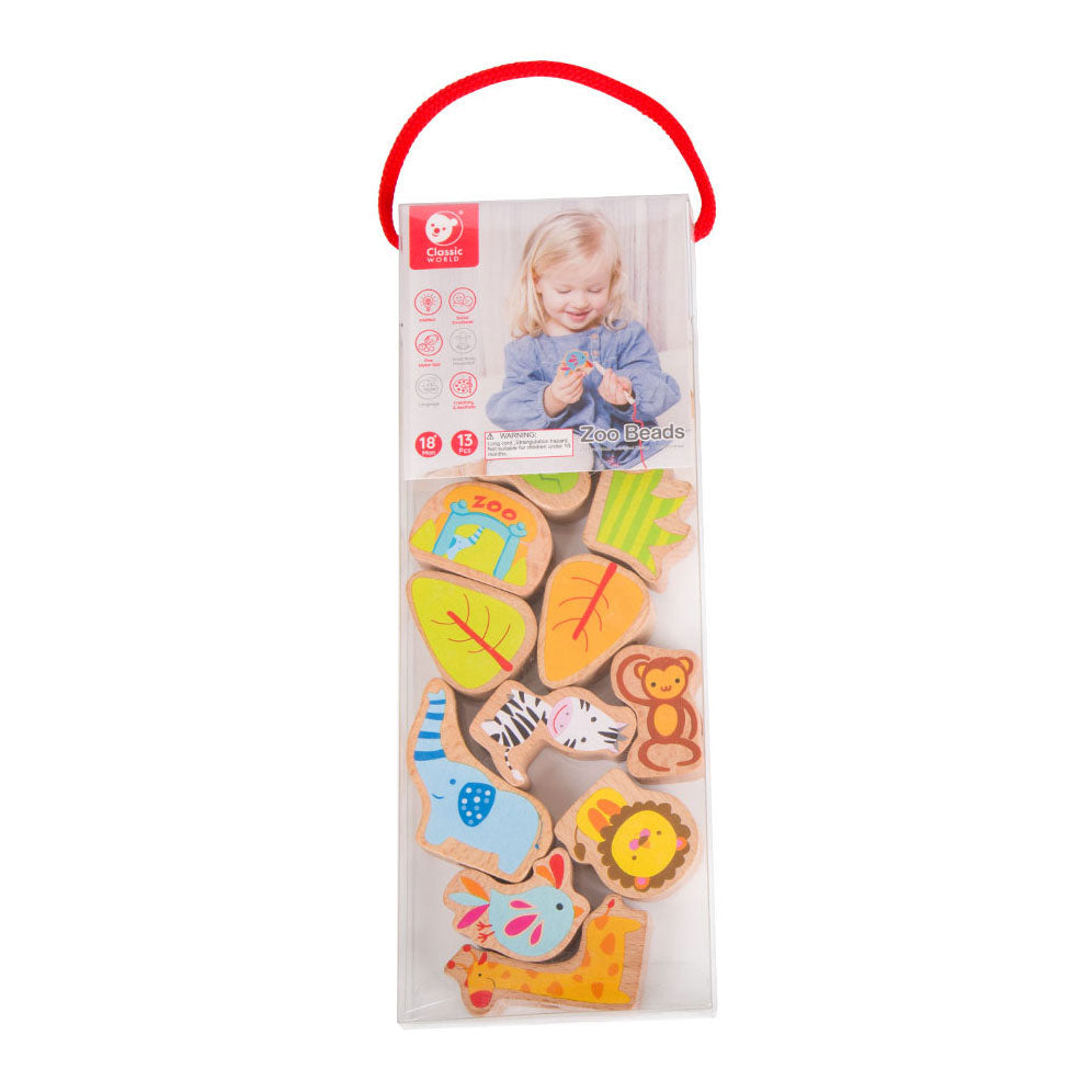Classic World World Wooden Responsed Beads Zoo, 13dlg.