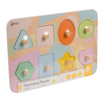 Formes de puzzle de goujon en bois du monde classique, 8pcs.