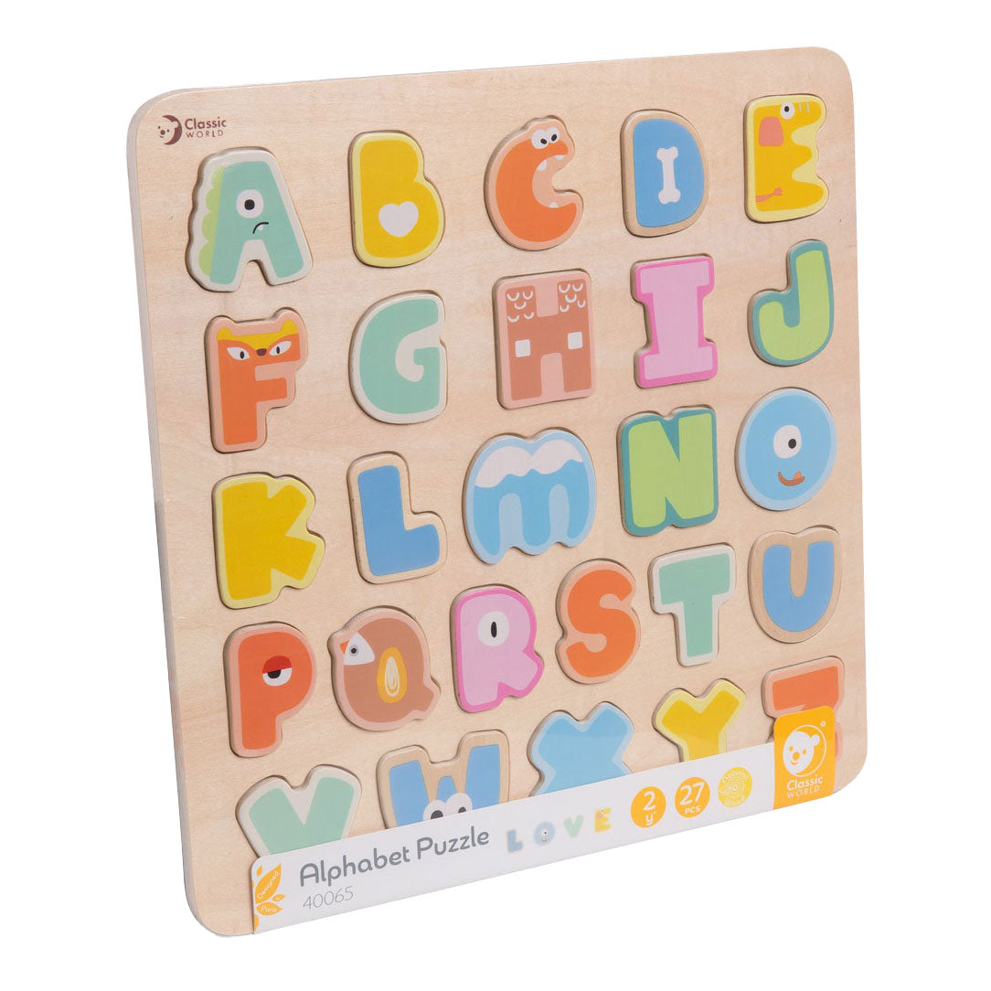 Classic World World Wooden Alphabet Puzzle, 27e.