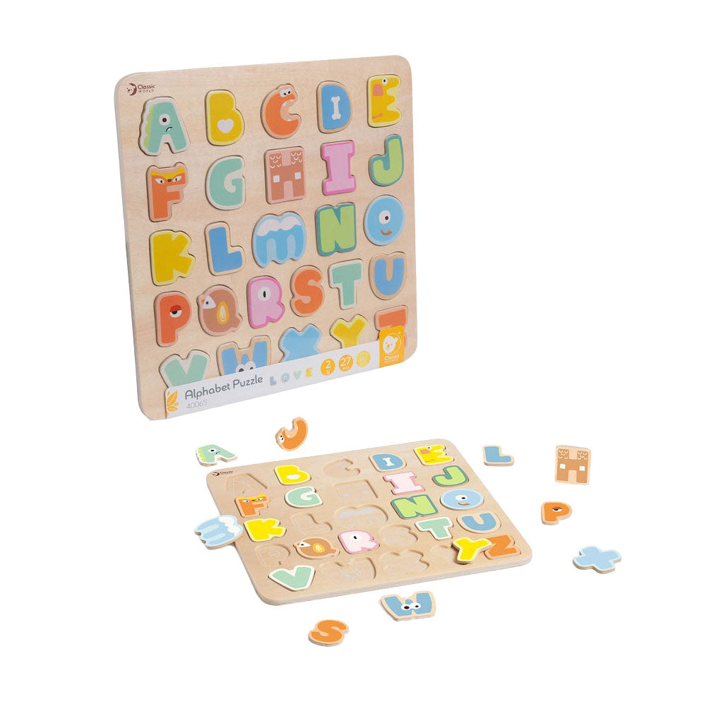 Classic World World Wooden Alphabet Puzzle, 27e.