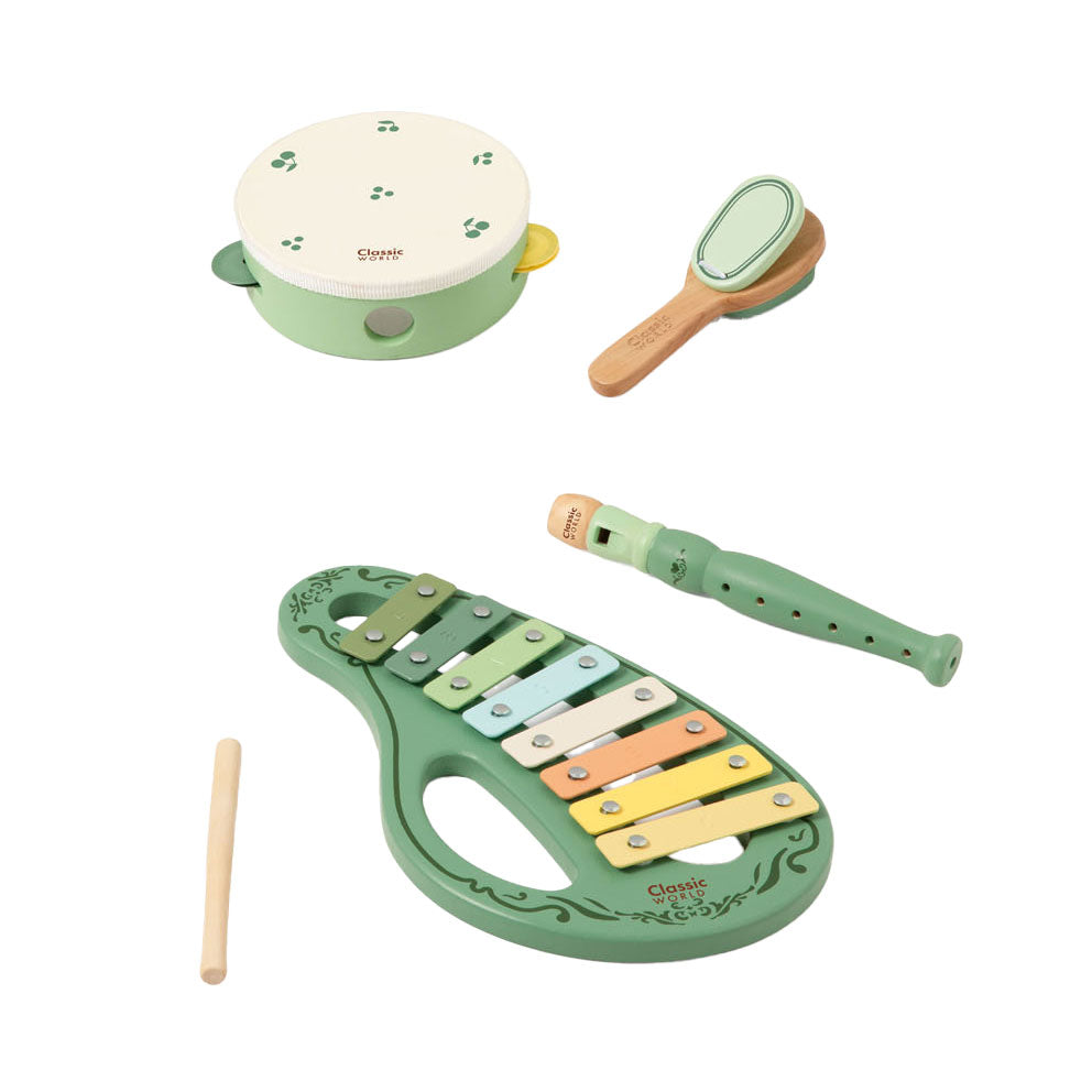Ensemble d'instruments de musique vintage en bois classique en bois, 5dlg.