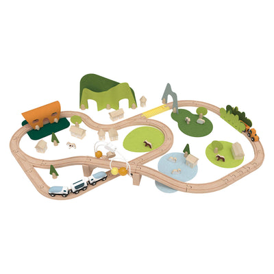 Coffret de train du monde classique nature - 100 pièces.