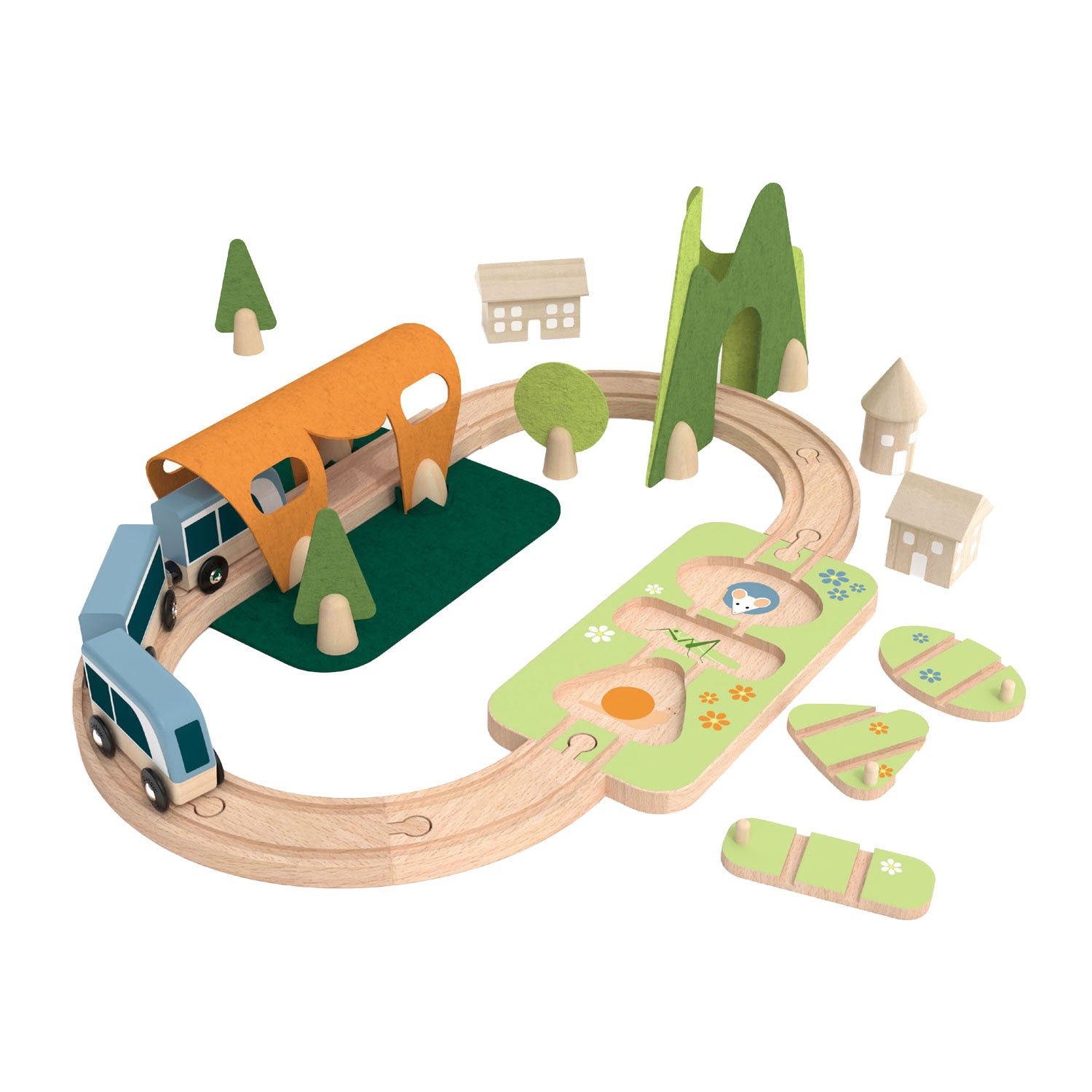 Classic World Wood Train Track Klein Speelset, 40dlg.