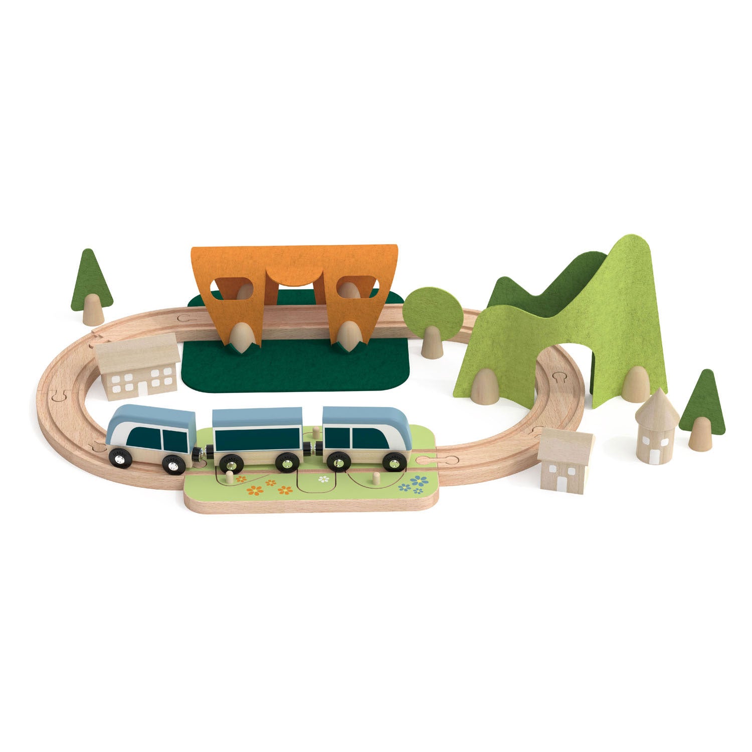 Classic World Wood Train Track Klein Speelset, 40dlg.