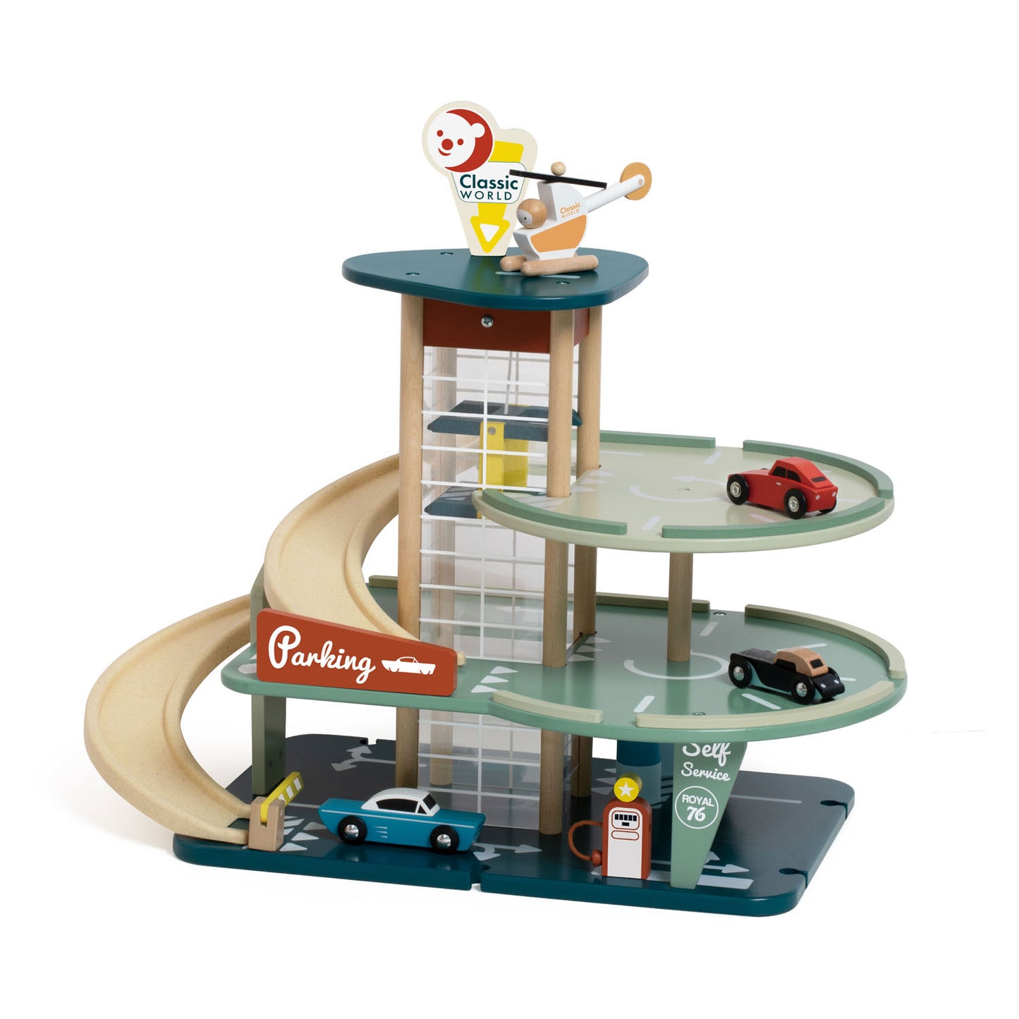 Garage vintage en bois classique avec voitures, 11dlg.