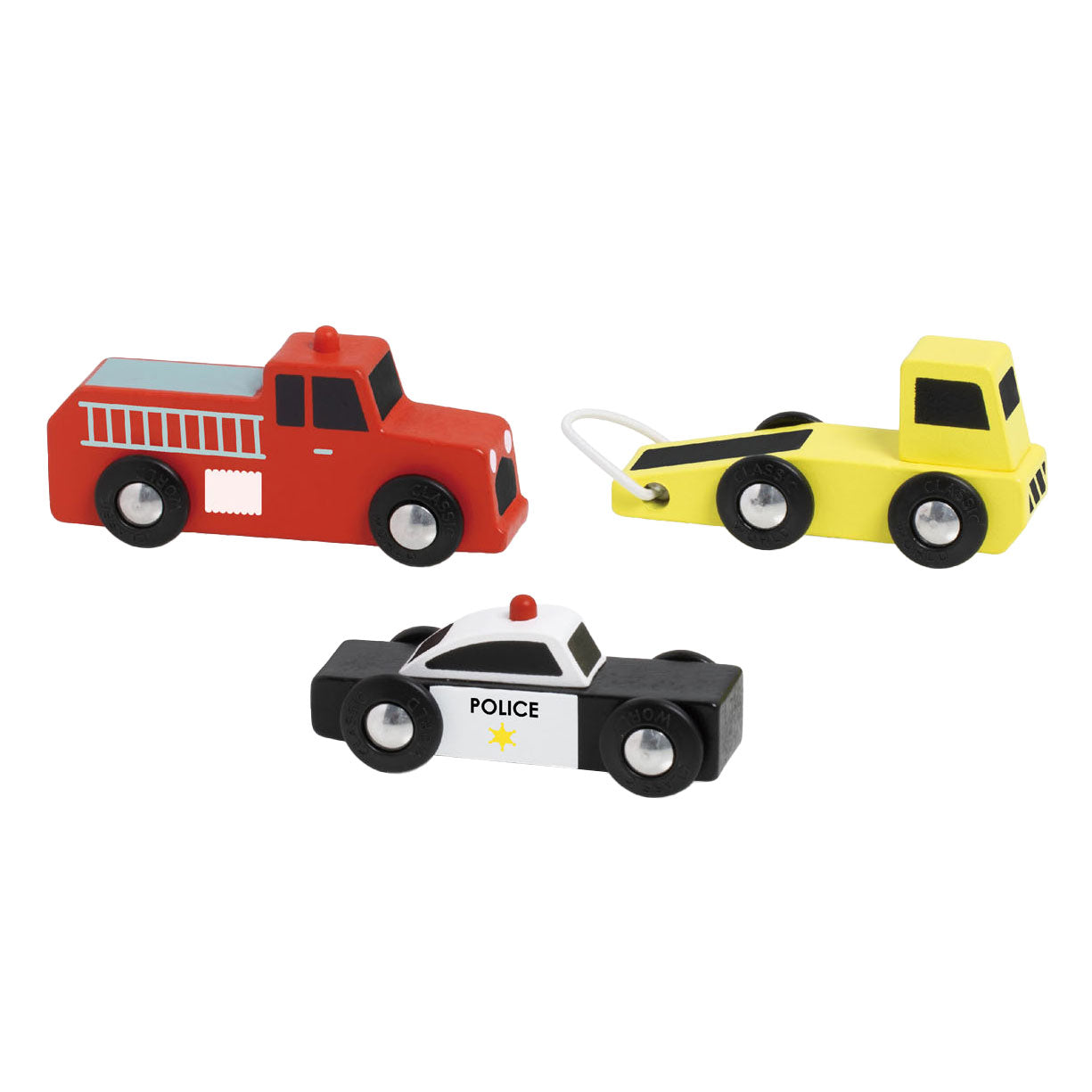 Ensemble de voitures de service d'urgence en bois classiques, 3e.