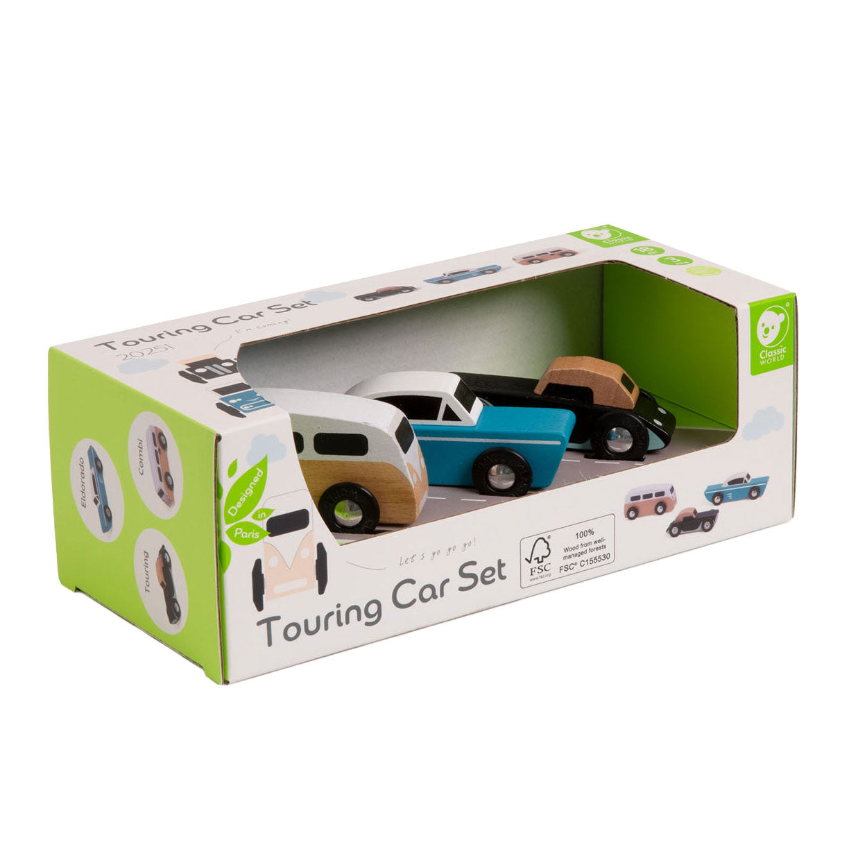 Set Classic World Wooden Tour Cars, 3e.
