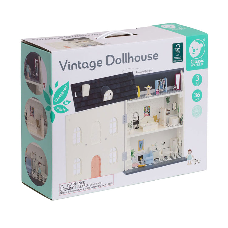 Classic World World Wooden Vintage Dollhouse, 36dlg.