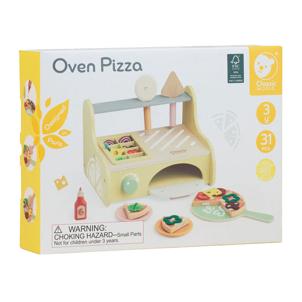 Classic World World Wooden Pizza Oven Play Set, 7DLG.