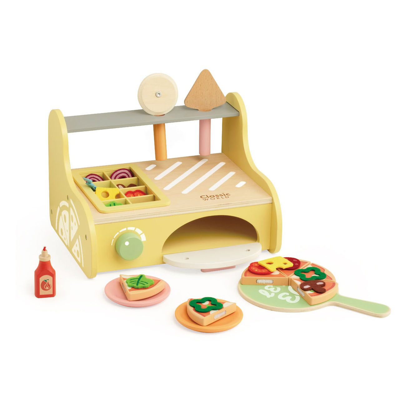 Classic World World Wooden Pizza Oven Play Set, 7DLG.