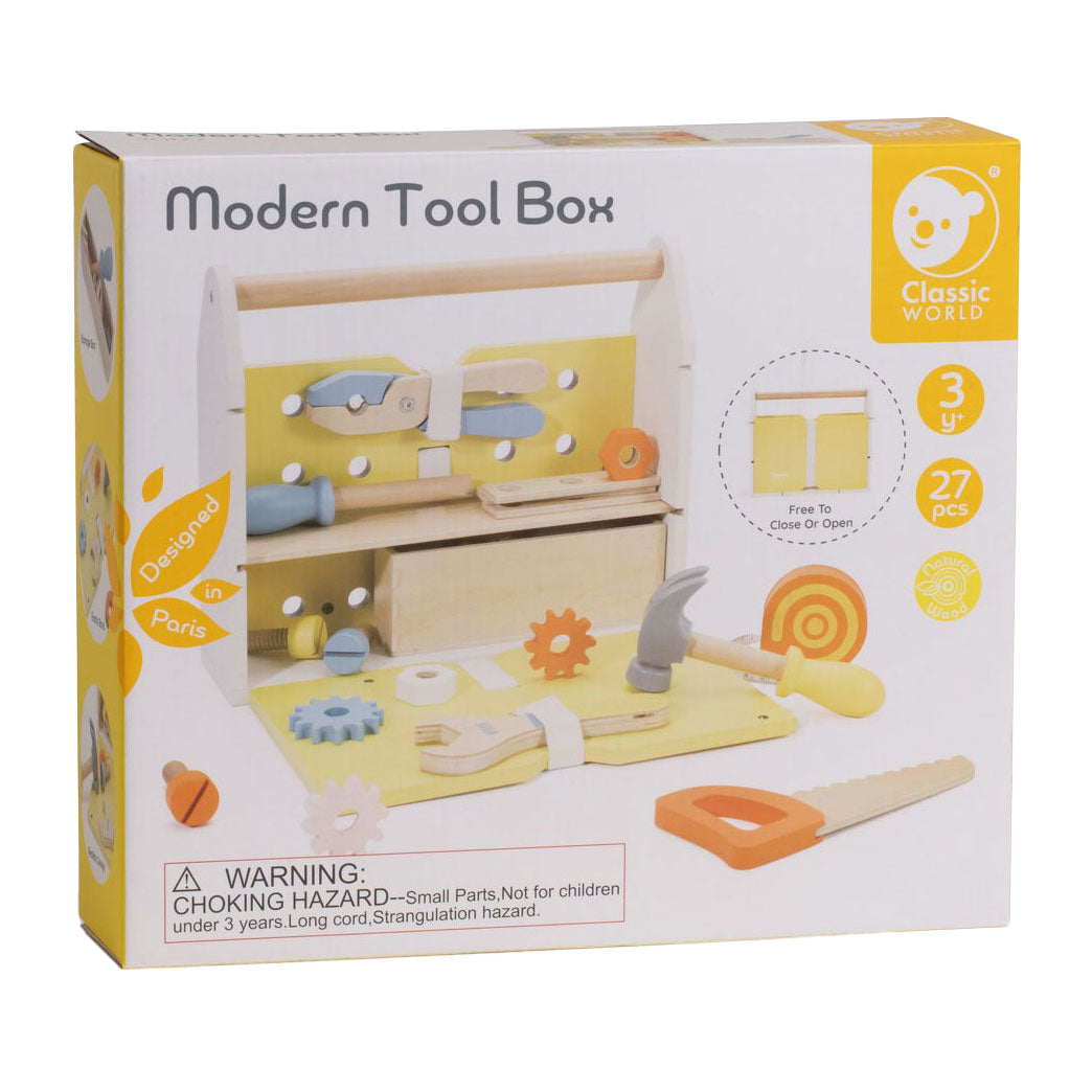Classic World World Wooden Toolbox moderne, 27dlg.