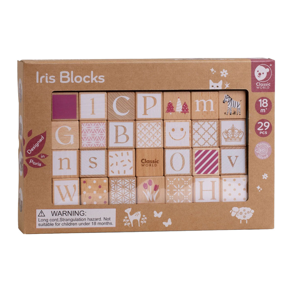 Blocs de l'iris en bois mondial classique du monde, 29dlg.