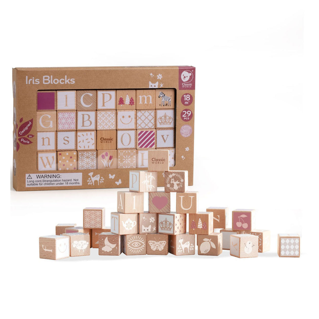 Blocs de l'iris en bois mondial classique du monde, 29dlg.