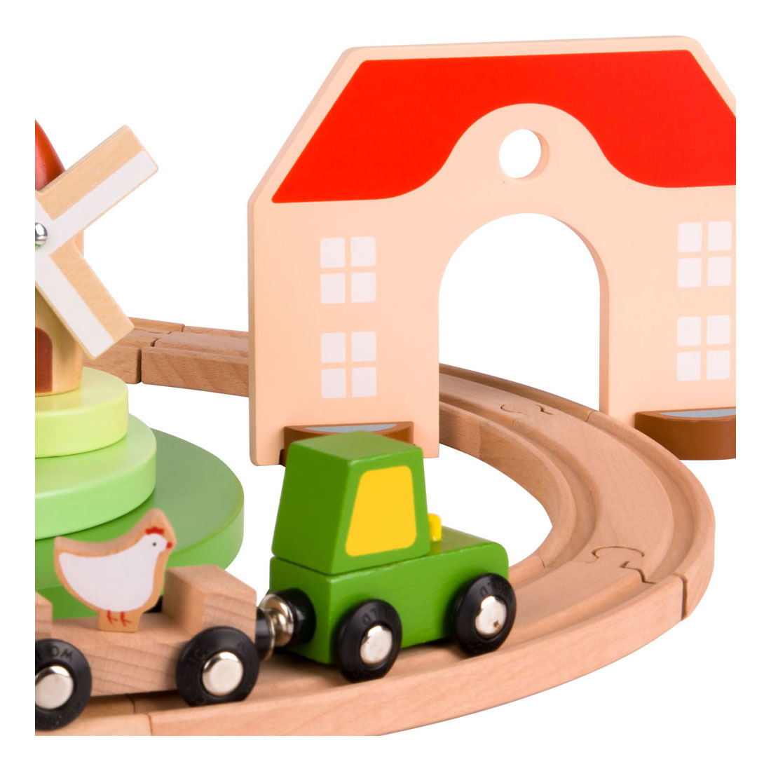 Ensemble de jeu de train de ferme en bois du monde classique, 28pcs.