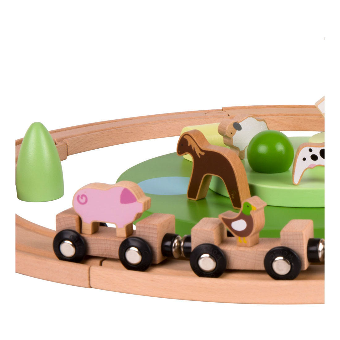 Ensemble de jeu de train de ferme en bois du monde classique, 28pcs.