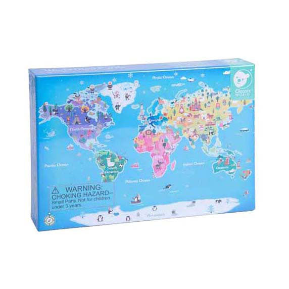 Classic World Wooden Jeg Puzzle World Map, 48st.
