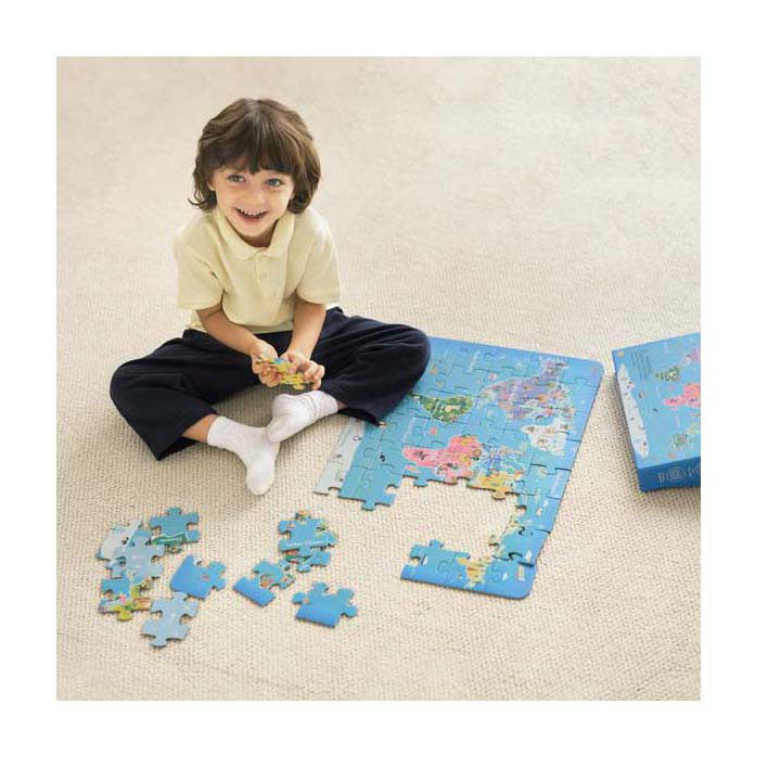 Classic World Wooden Jeg Puzzle World Map, 48st.