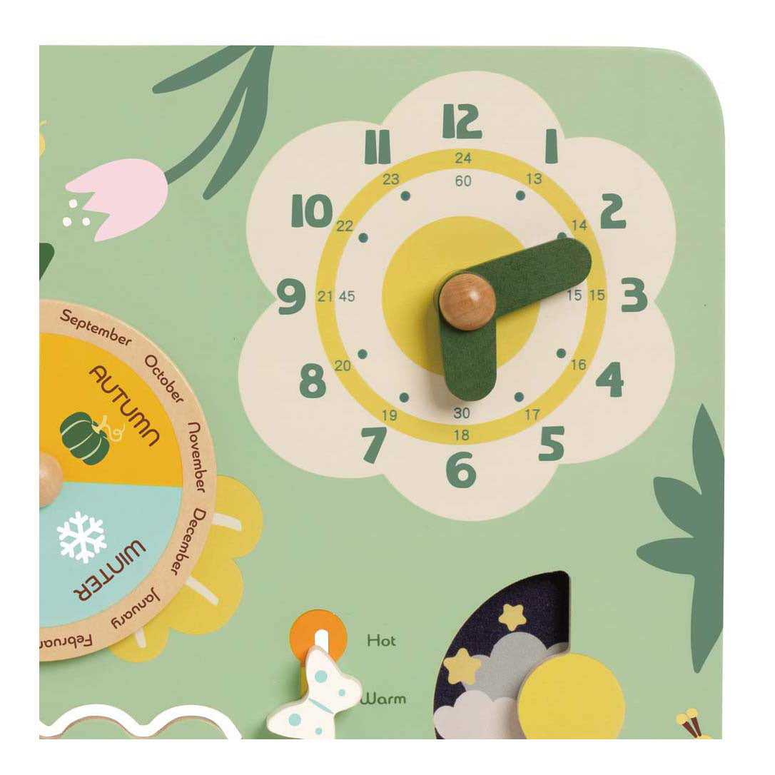 Horloge d'apprentissage du calendrier vintage en bois classique en bois classique