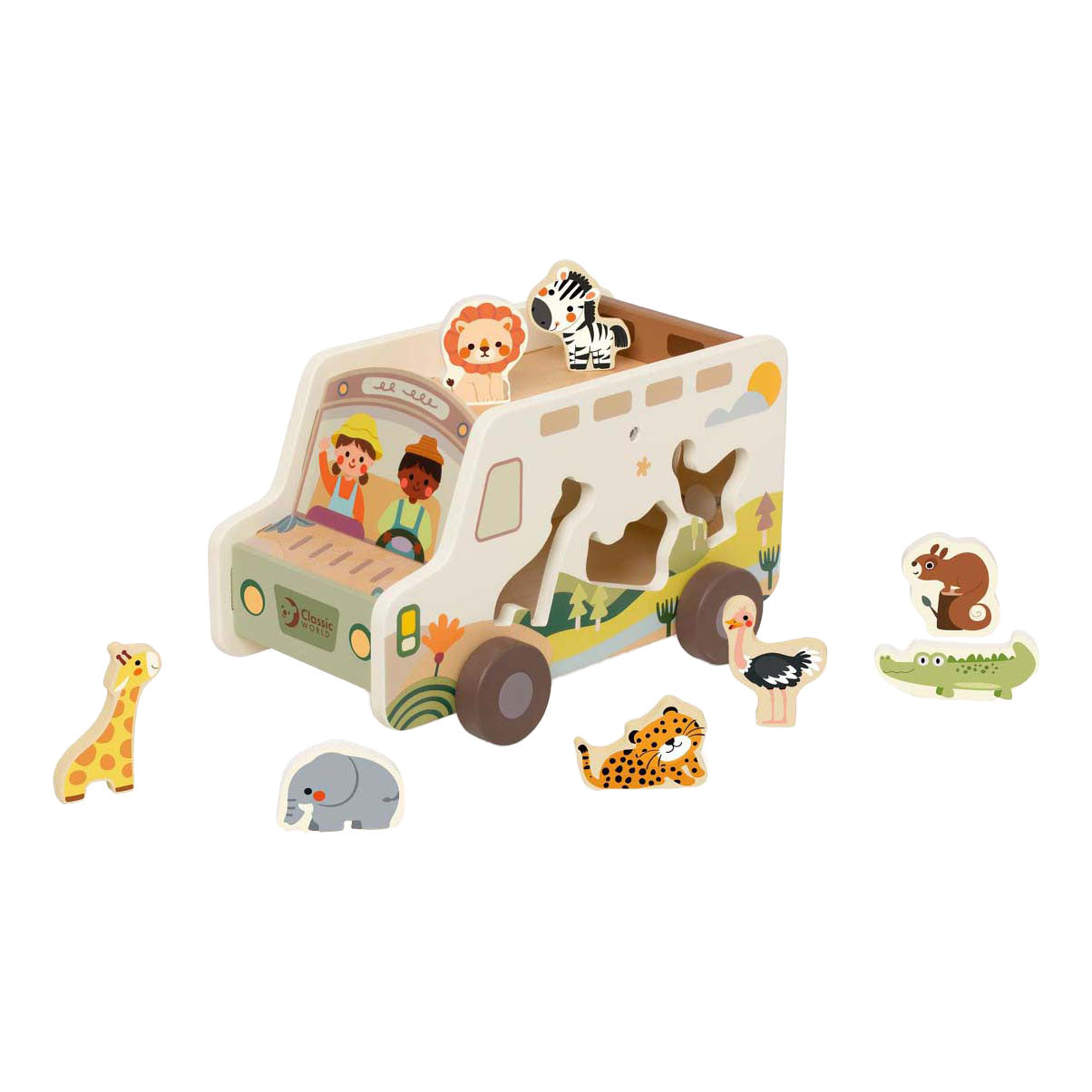 Classic World Wooden Adventures Safari Auto Vormstoof, 9dlg.
