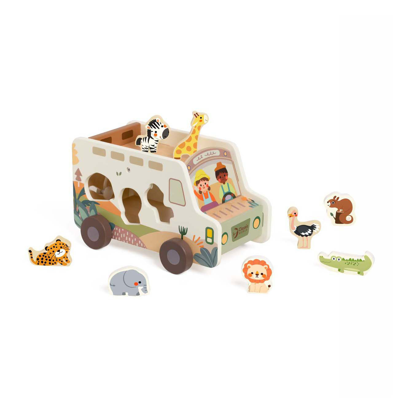 Classic World Wooden Adventures Safari Auto Vormstoof, 9dlg.