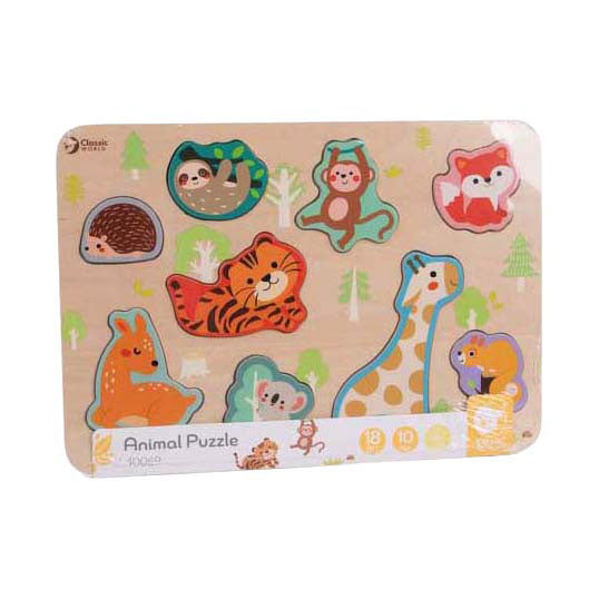 Classic World Wooden Insent Puzzle Animal Puzzle, 10e.