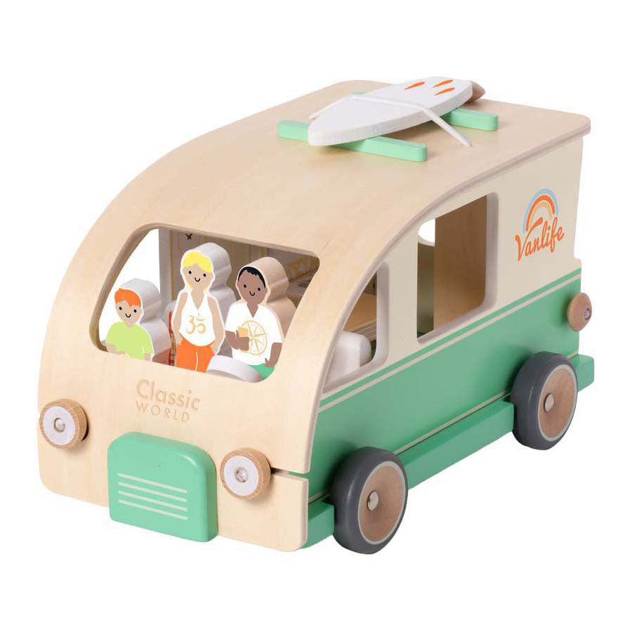 Camping-car en bois du monde classique avec accessoires - 9 pcs.