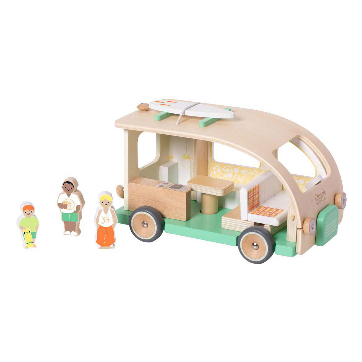 Camping-car en bois du monde classique avec accessoires - 9 pcs.
