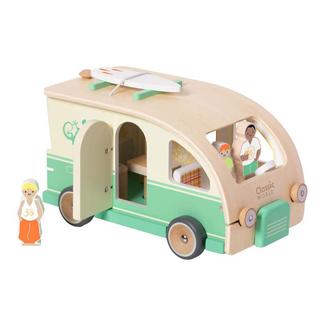 Camping-car en bois du monde classique avec accessoires - 9 pcs.