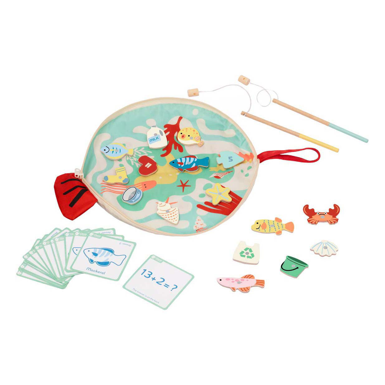 Jeu de pêche magnétique en bois du monde classique