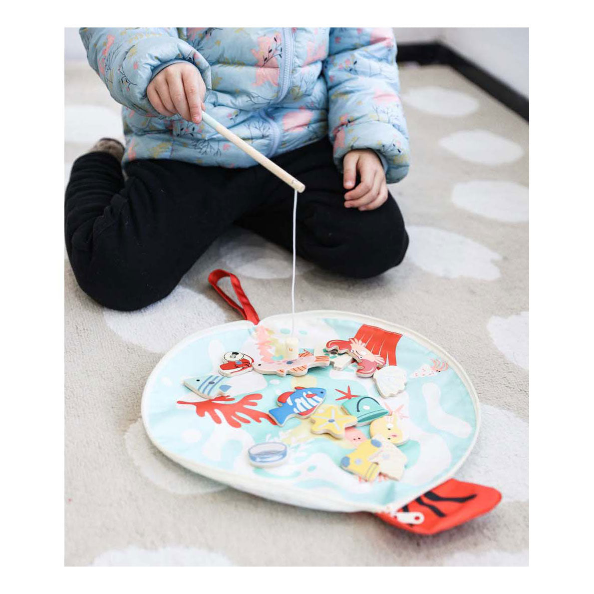 Jeu de pêche magnétique en bois du monde classique