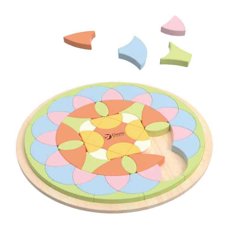 Fleur de puzzle de mandala en bois du monde classique