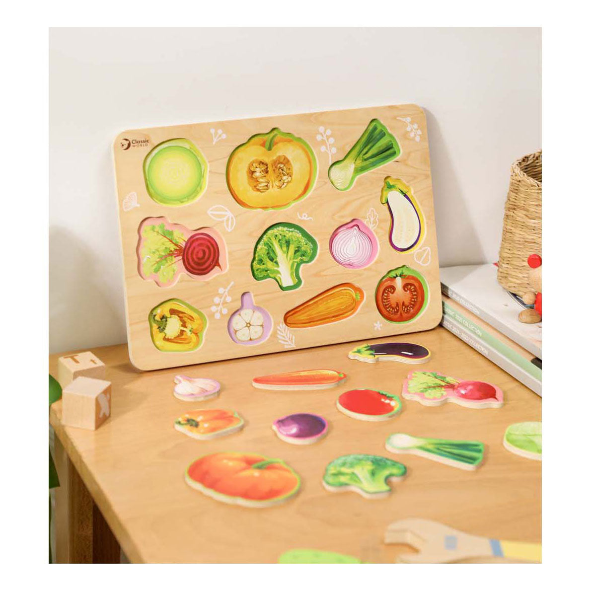 Légumes puzzle en bois du monde classique