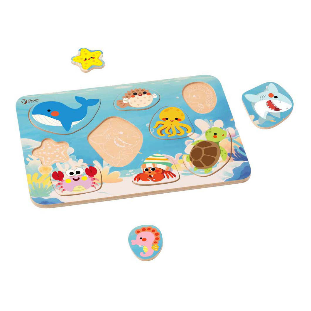 Puzzle en bois du monde classique océan - 9 pcs.