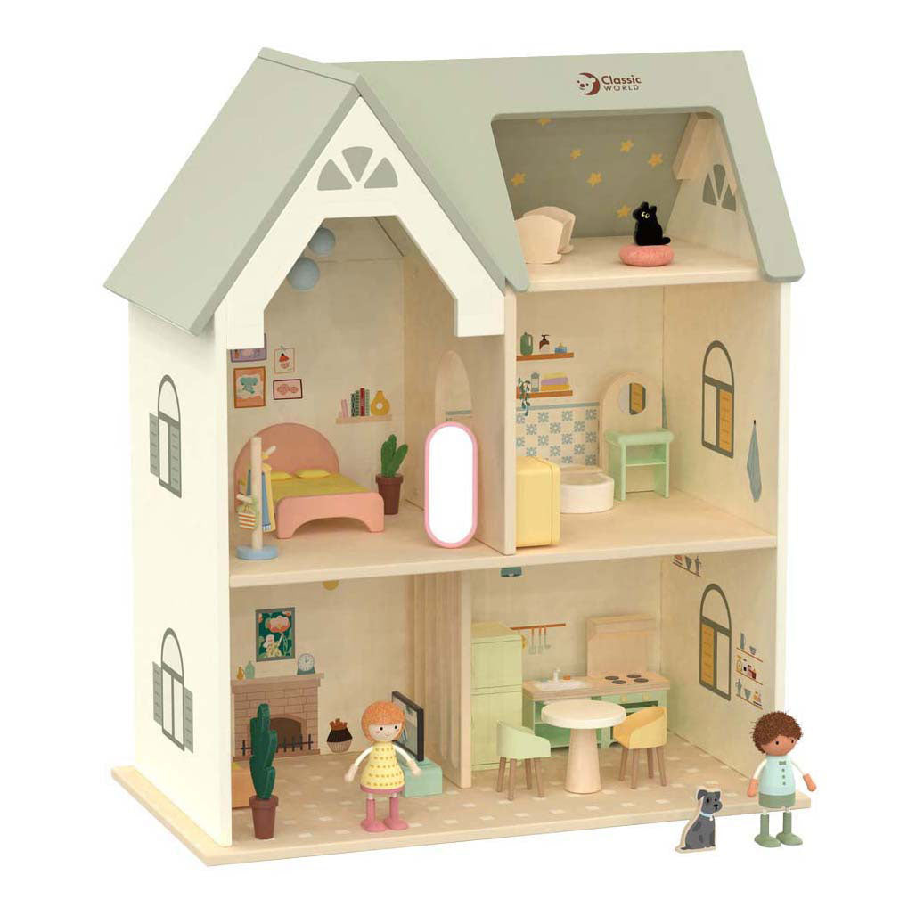 Maison de poupée en bois du monde classique